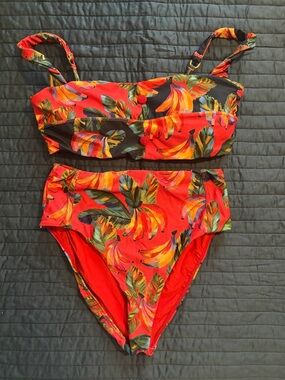 FARM Rio Red Tropical High-Waist Bikini Set